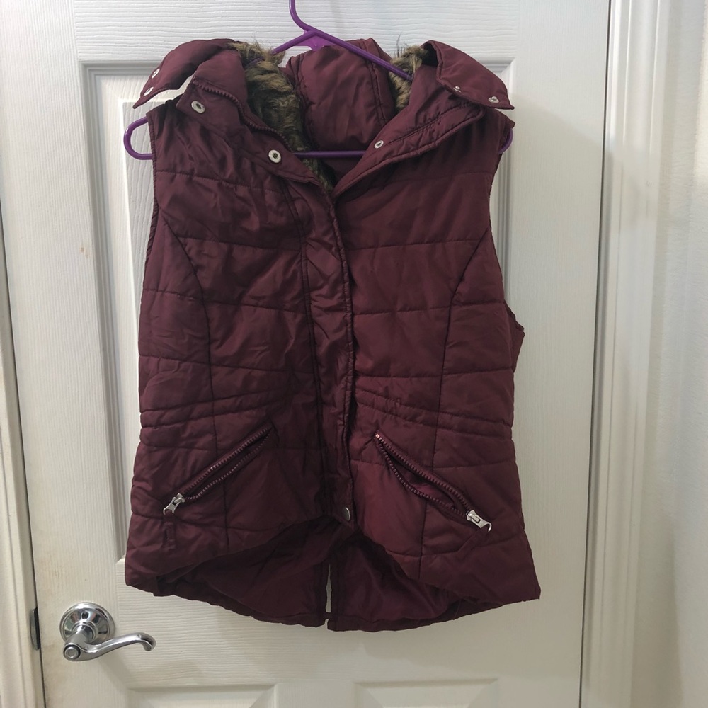 Burgundy Puffer Vest